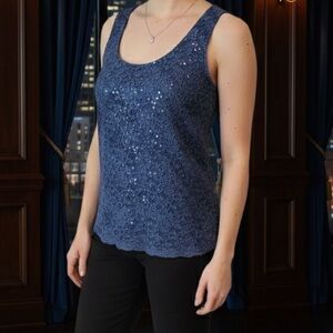 Alex Evenings Lace Sequin Top